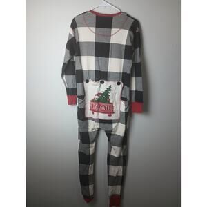 Lazy One Tailgate Buffalo Plaid One Piece Pajamas Size Small Christmas Truck